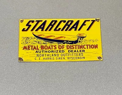 Vintage 12” Starcraft Boats Porcelain Sign Car Gas Oil Truck Gasoline • $89.99