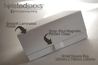 Small Square White Snap Shut Magnetic Gift Box Smooth Finish Luxury Gift Box • £3.10