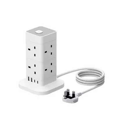 1.5 M Cube Extension Lead With USB C 8 Way Plug Power Strip With 4 USB Ports UK • £16.99