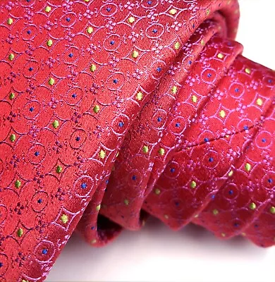 VASSI 7 Fold Magenta Tie Geometric 3.5  Silk 61L • $39