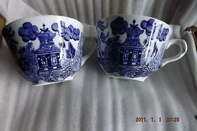 Buffalo China American Blue Willow Blue White Coffee Cups • $15.99