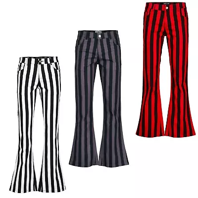 NEW RETRO 60s 70s 80s 90s MOD STRIPE FLARES JEANS Bellbottoms Holy Roller MC105 • £44.50