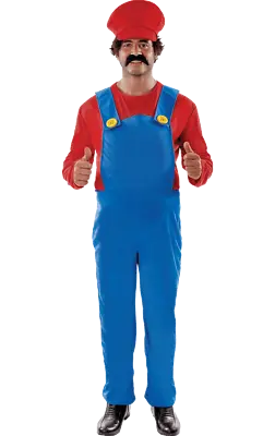 Mens Super Mario Plus Size 80s Retro Video Game Stag Night Fancy Dress Costume • £42.99