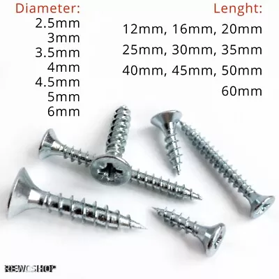 £1.75 • Buy Wood Chippy Screw Pozi Countersunk Woodscrews Fully Threaded - Chipboard Screws