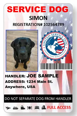 $7.99 • Buy Service/emotional Support Dog Handler ID Card USA Theme