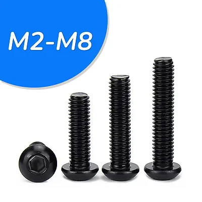 M2-M8 Black Socket Button Screws Dome Head Hex Allen Bolts G304 Stainless Steel • $3.18