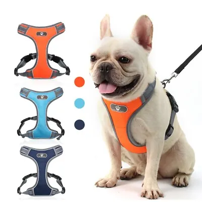 No Pull Dog Harness Reflective Adjustable Soft Padded Puppy Vest Breathable Mesh • £7.99