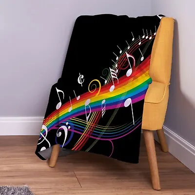 Rainbow Music Note Design Soft Fleece Throw Blanket • $44.93
