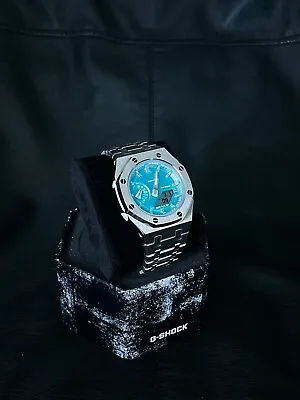 Custom Casio G Shock GMA-S2100 Casioak Mod Silver/Light Blue • $330