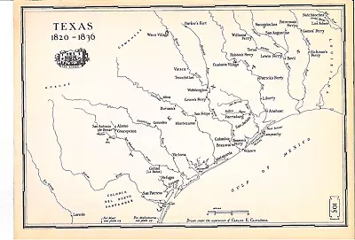 1943 Vintage Map - Texas 1820-1836 - San Antonio - The Alamo - San Jacinto • $13