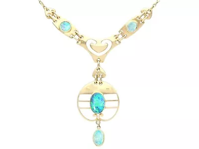 Antique 2.62ct Opal And 15ct Yellow Gold Necklace By Murrle Bennet & Co • $4800