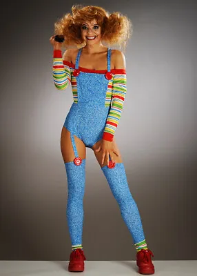 £56.49 • Buy Womens Halloween Chucky Evil Doll Sexy Fancy Dress Costume Blue & Red