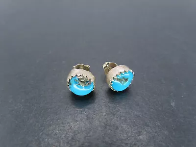 Vintage Sterling Silver & Turquoise Stud Earrings Unsigned 1.2g • $3.25