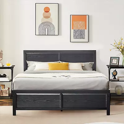 Twin/Full/Queen Size Metal Bed Frame With Headboard Metal Slats Platform Support • $95.93