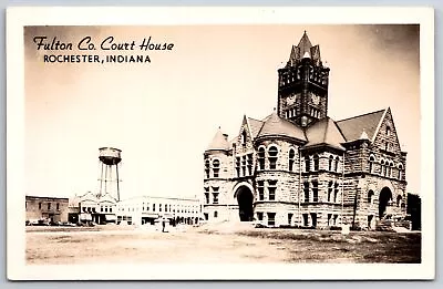 Rochester Indiana~Courthouse Clocktower Square~Lake Manitou Water Tower RPPC • $14