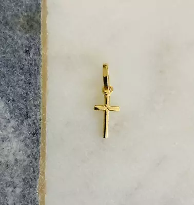 $39.99 • Buy 14K Solid Real Gold Small Cross 18 Mm X 6 Mm / 14K Oro Solido Cruz- PT143