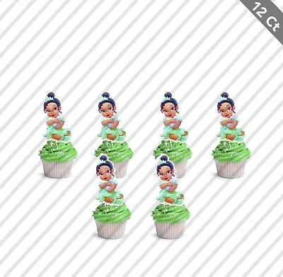 12 Tiana Baby Cupcake Toppers Birthday Party Cake Pick Food Princess Frog • $10.25