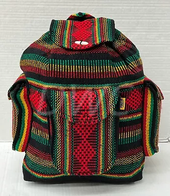 RASTA Bag Beach Hippie Baja Ethnic Backpack Made In Mexico Unisex 3 Pockets • $24.99