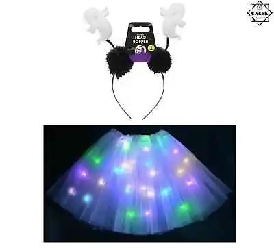 LIGHT UP GHOST TUTU COSTUME Girls Ladies Fancy Dress Party HALLOWEEN  UK • £11.24