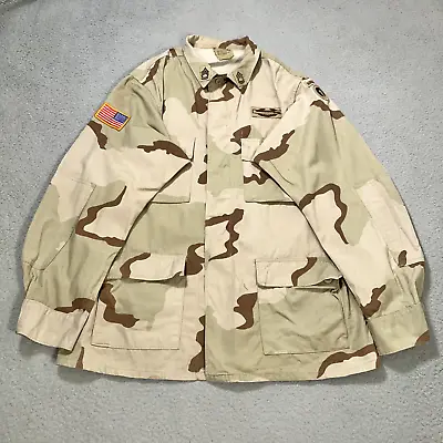 Vintage US Military Jacket Large Shirt Desert Camo Battle Dress Uniform BDU • $25.49