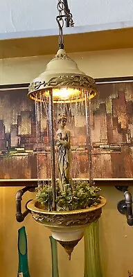 Vintage MCM Goddess Rain Oil Hanging Lamp Works Excellent 30  • $595