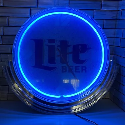 Vintage 1992 Miller Lite Neon Advertising Clock Wall Mountable Bar Pub Man Cave • $244.99