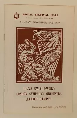 London Symphony Orchestra (Royal Festival Hall 29th November 1959) • £5