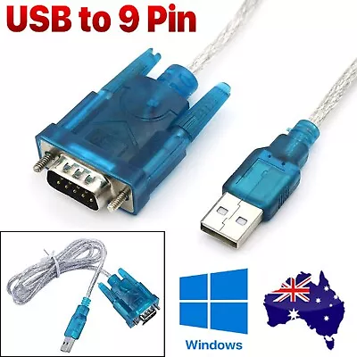 USB To RS232 9-pin DB9 Serial Cable Adapter Converter Win10 Win8 Win7 32/64bit • $9.49