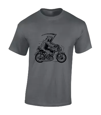 Grim Reaper Motorbike Mens T Shirt Motorcycle Death Skull Biker Design Top • £8.99
