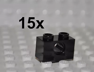 Lego Parts - 15x Black Technic Bricks With Hole 1x2 Studs/building Blocks 3700 • $4.89