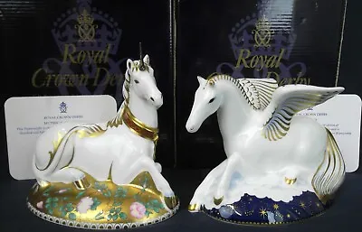 £450 • Buy Royal Crown Derby MYTHICAL UNICORN & PEGASUS Pair Limited Edition Box & Cert