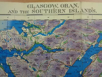 WW2 (1942) RAF  WAR  Map Entitled  GLASGOW OBAN And The SOUTHERN ISLANDS  • £16.99