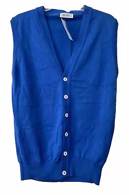 Vtg Duvet 80s Vest Grandpa Cardigan Sleeveless Button Up V Neck Blue Knit Mens M • $20