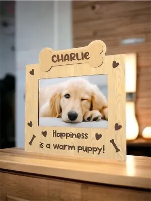 Personalised Pet Photo Frame Wooden Engraved Gift Cat Dog Pet Keepsake Memorial • £9.99