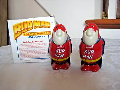 Vintage 1991 Bud Man Salt & Pepper Shakers - Anheuser Busch -  Budweiser  In Box • $12