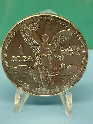 1986 Silver Mexican Libertad Onza 1 Oz Brilliant Coin Mexico Silver Coin • $0.01