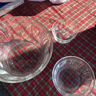 Vereco (Duralex) Rare Clear Fluted Nesting Bowl 3 Pc • $69