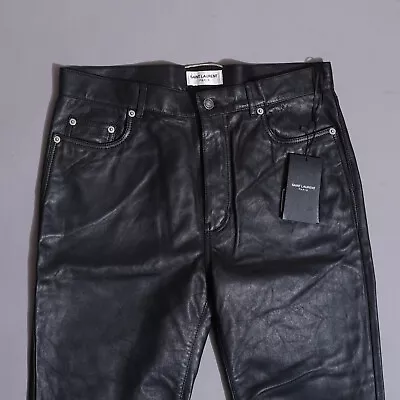 Saint Laurent Leather Jeans Trousers Black Mens UK 38 EU 48 W 32 Ysl Slp *BNWT* • £999.99