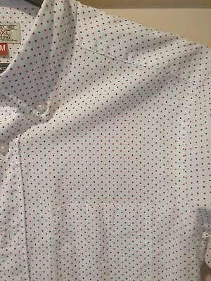 Mens Size M Next Laundered White With Polka Dot Short Sleeve Shirt • £6.31