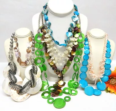 Vintage To Now Beach Themed Necklace Lot - Mother Of Pearl Abalone & Seashell • $9.99