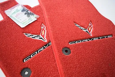 $182.99 • Buy Chevrolet Corvette C8 Floor Mats Adrenaline Red Silver 2 Logos Premium32 InStock