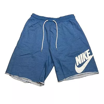 Men Nike Sportswear French Terry Loose Fit Shorts Blue White 836277 407 • $29.99