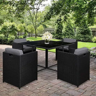 $849.95 • Buy 5 PCS Outdoor Furniture Dining Set Wicker Patio Setting Water-resistant Covers