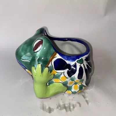 Frog Planter Pottery Mexican Ceramic Talavera Hand Painted Decor Art • $24