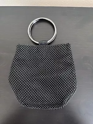 New Black Metal Mesh Rhinestone Hand Tote Purse Bag With Chain • $25