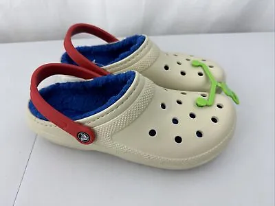 Crocs Classic Lined Clog Bone/Multi (Blue & Red) 203591-2Y3 Men's Size 9/W11 • $54.99