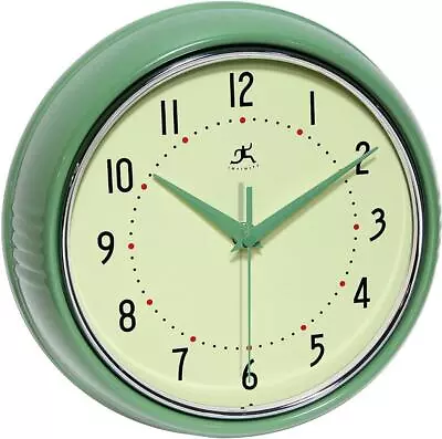 £42.64 • Buy Infinity Instruments Wall Clock, Glass Lens, Second Hand, Silent - Green