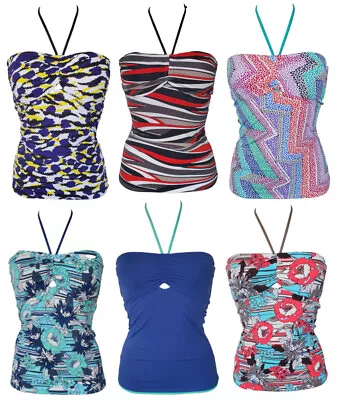 REVERSIBLE Womens Tankini Top Swimwear Bandeau 6 8 10 12 14 16 Moontide UK BNWT • £13