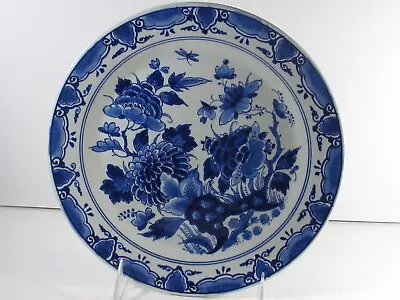 Royal Delft De Porceleyne Fles  Wall Plate 9.75  Hand Painted Blue Floral 1962 • $50