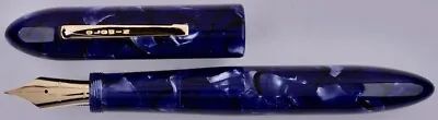 Oldwin Classic Fountain Pen In Vintage Omas Blue Celluloid 18k Medium Nib • $1315